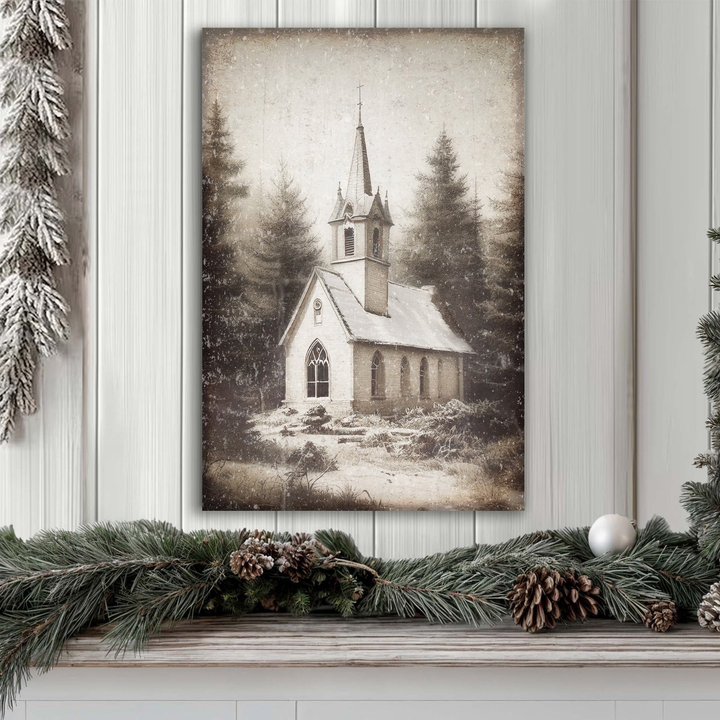 Vintage Church Christmas Wall Art III