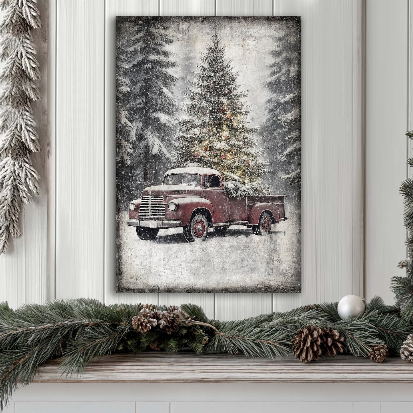 Vintage Truck With Christmas Tree Wall Art III