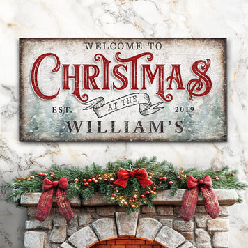 Family Welcome To Christmas Sign IV