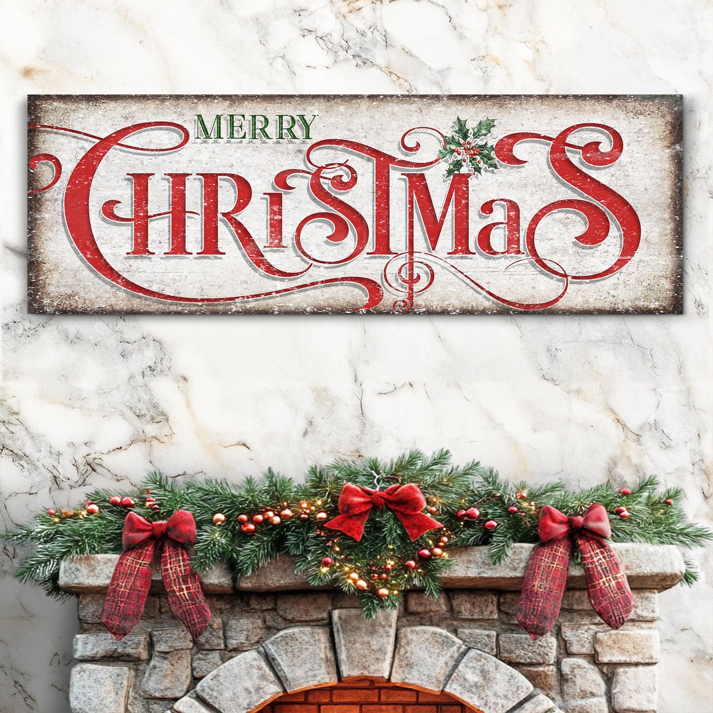 Vintage Merry Christmas Sign III