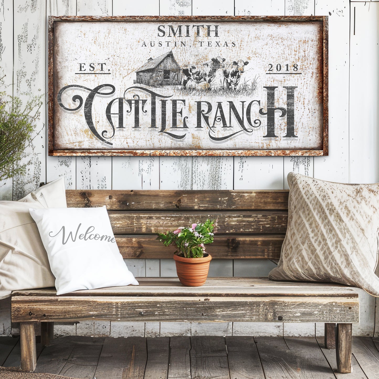 Rustic Vintage Cattle Ranch Sign