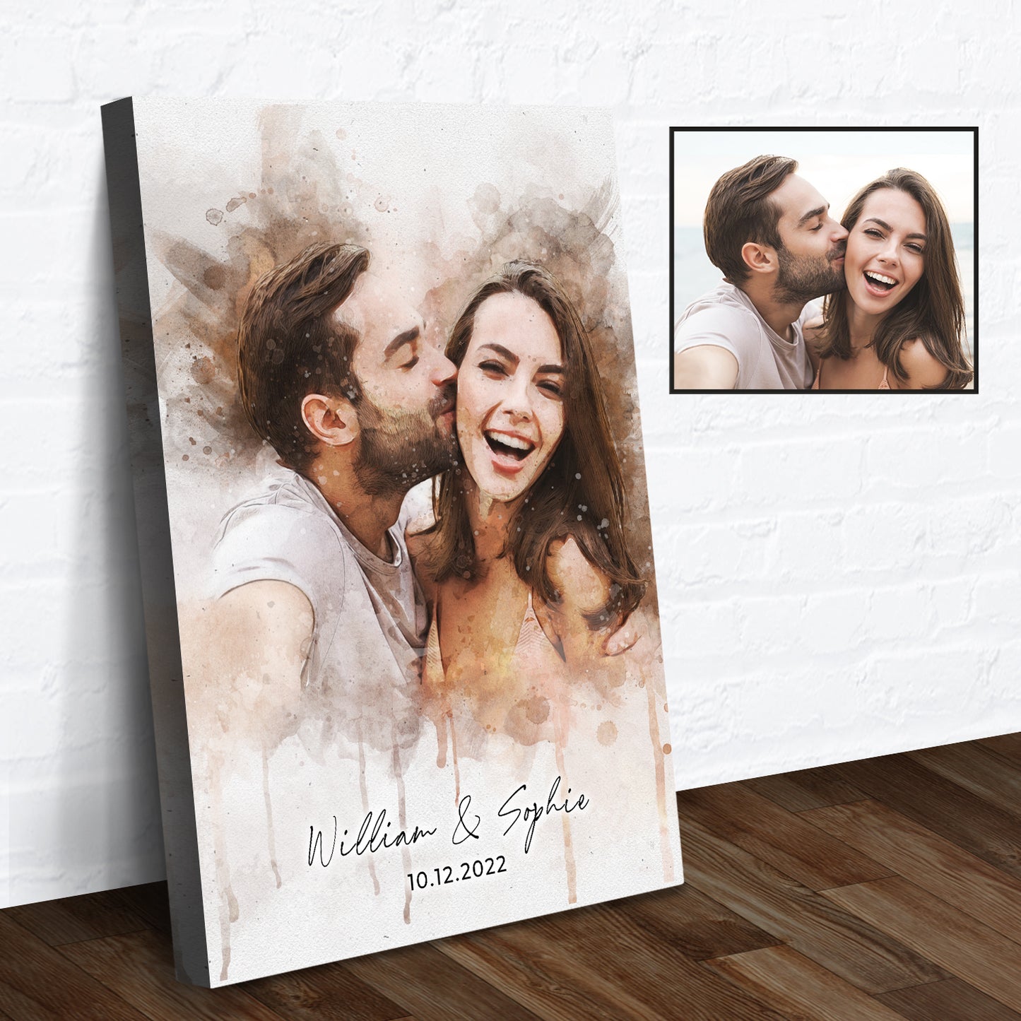 Custom Couple Watercolor Portrait  - Image by Tailored Canvases