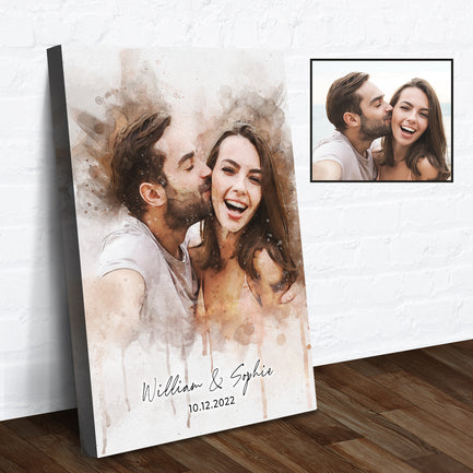 Custom Couple Watercolor Portrait  - Image by Tailored Canvases