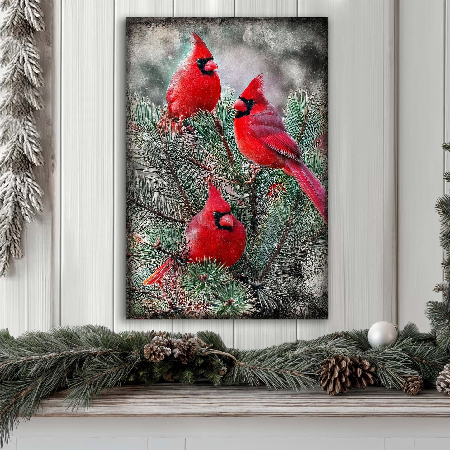 Vintage Cardinal Christmas Wall Art III