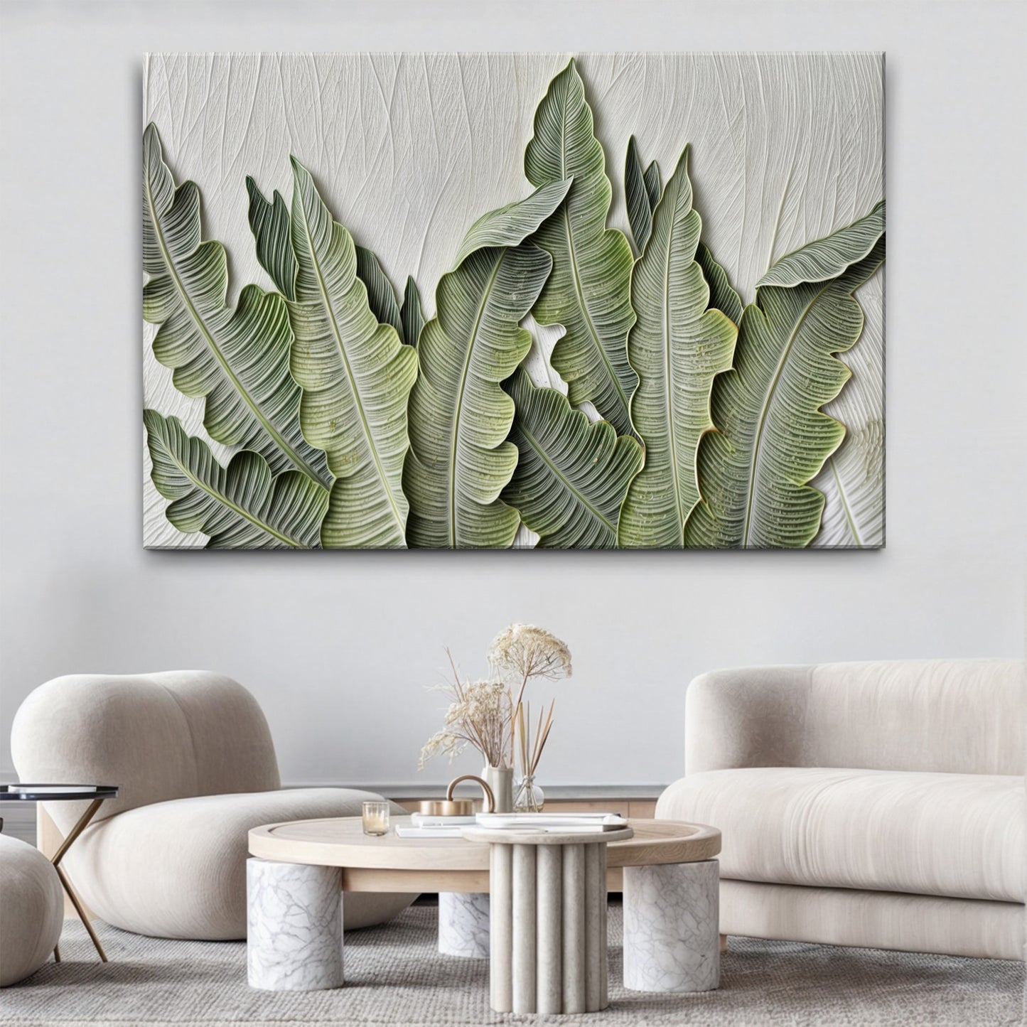 Modern Serene Leaves Wall Art