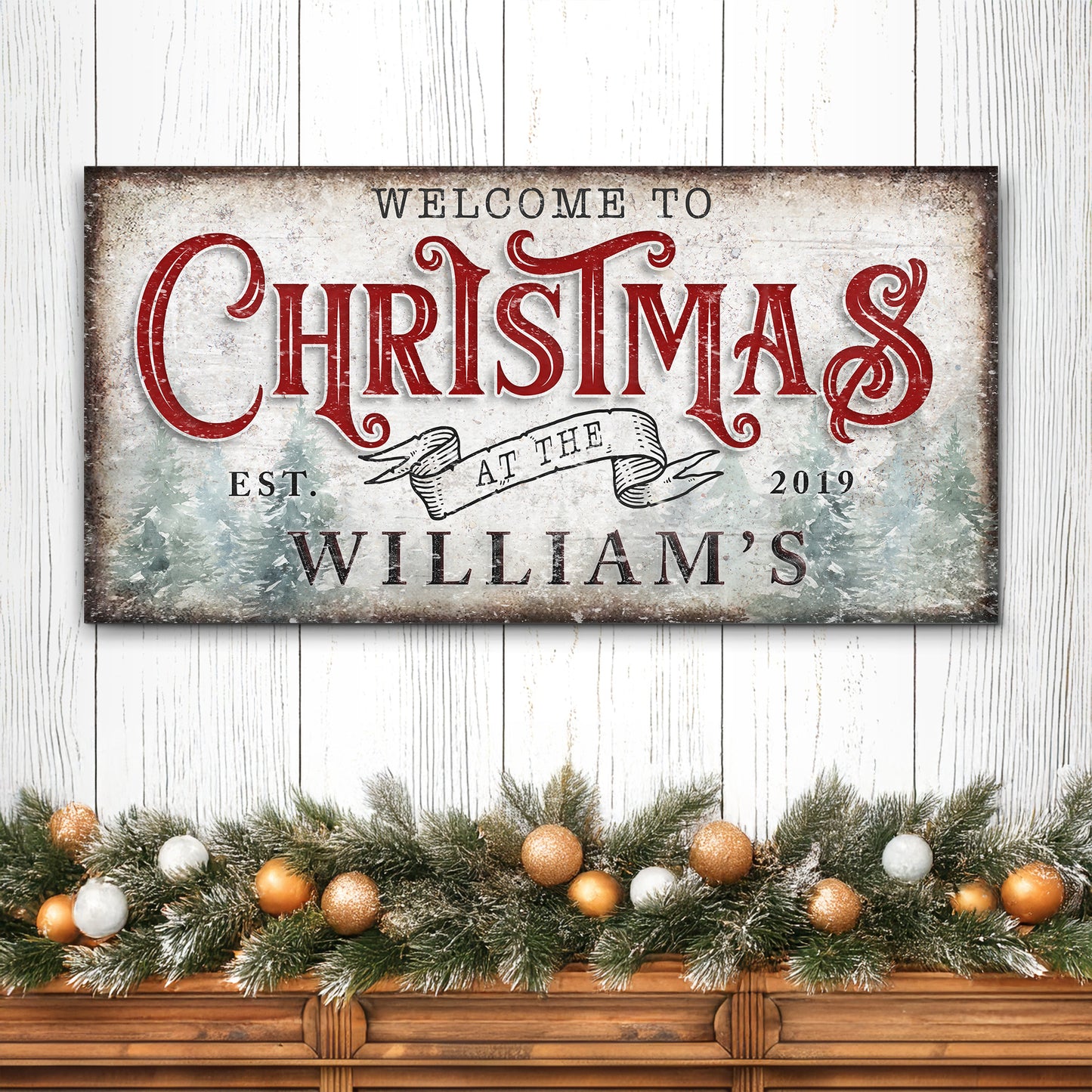 Family Welcome To Christmas Sign IV