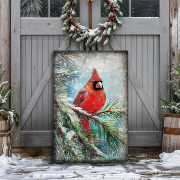 Vintage Cardinal Christmas Wall Art