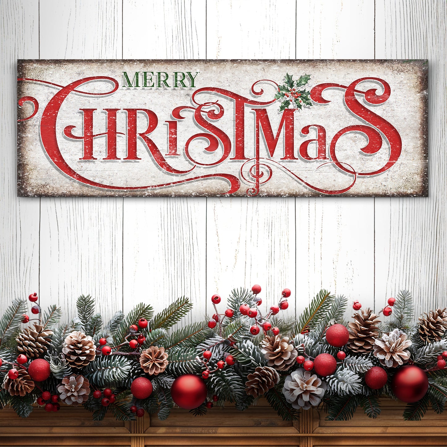 Vintage Merry Christmas Sign III