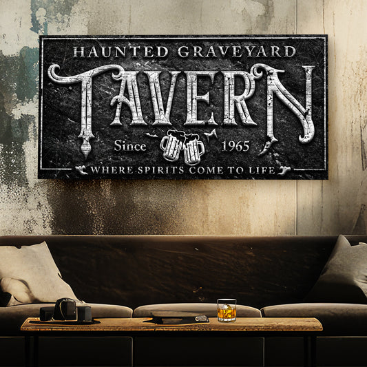 Haunted Graveyard Tavern Halloween Sign II