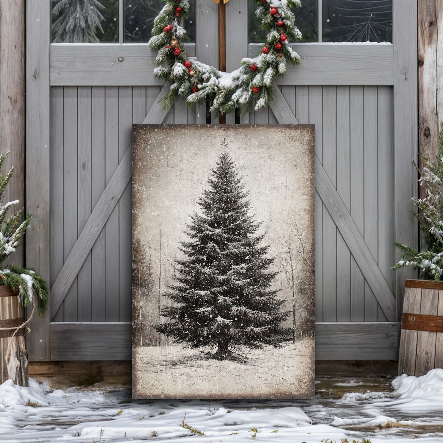 Vintage Christmas Tree Wall Art III