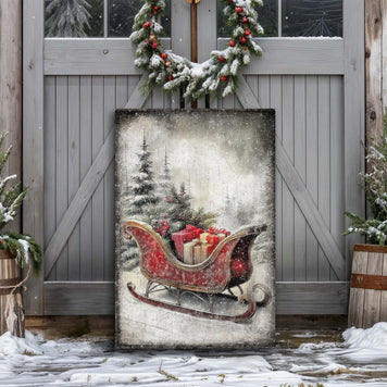 Vintage Christmas Sleigh Sled Wall Art VI