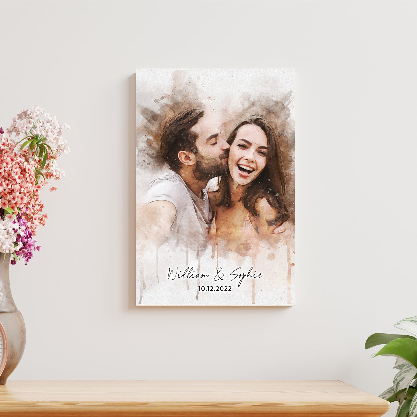 Custom Couple Watercolor Portrait Style 2 - Image by Tailored Canvases