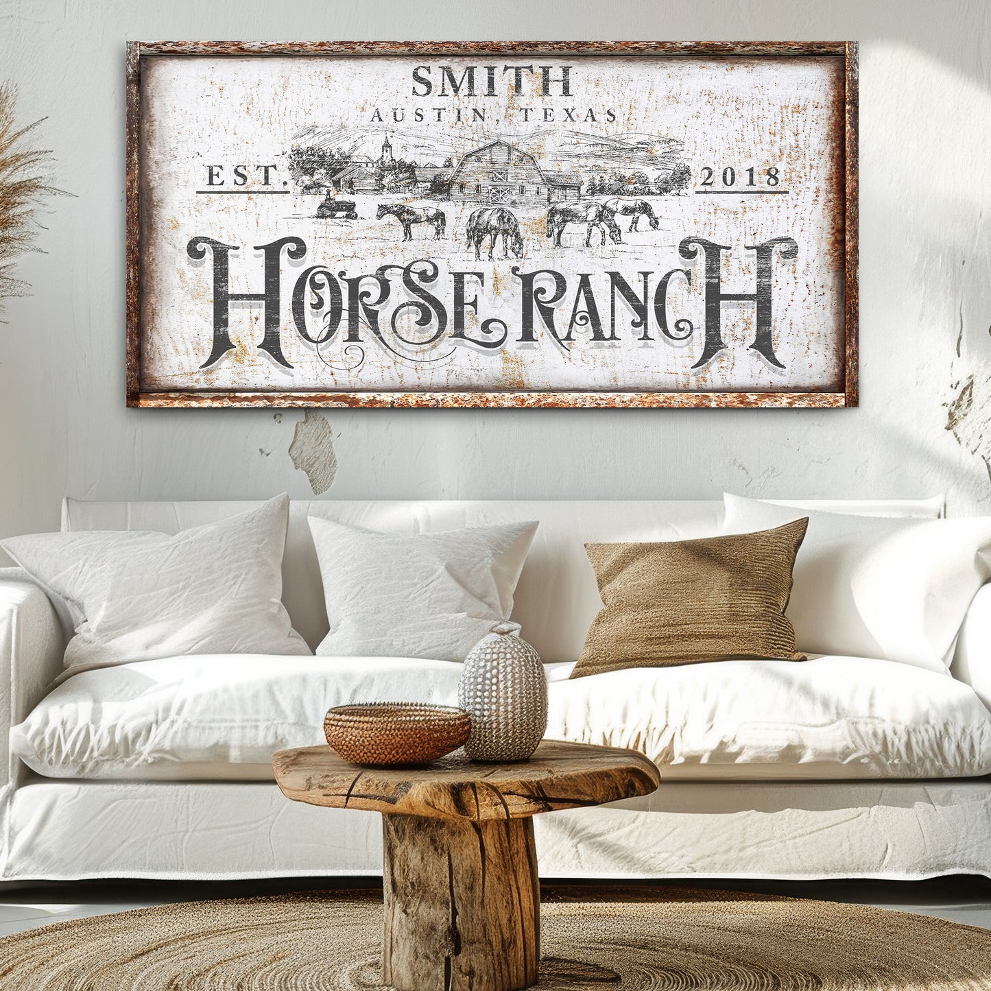 Rustic Vintage Horse Ranch Farmhouse Sign III