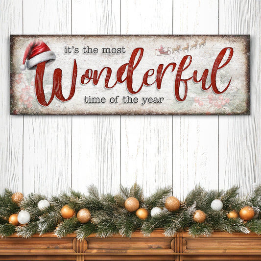 It's The Most Wonderful Time Of The Year Christmas Sign III | Image by Tailored Canvases