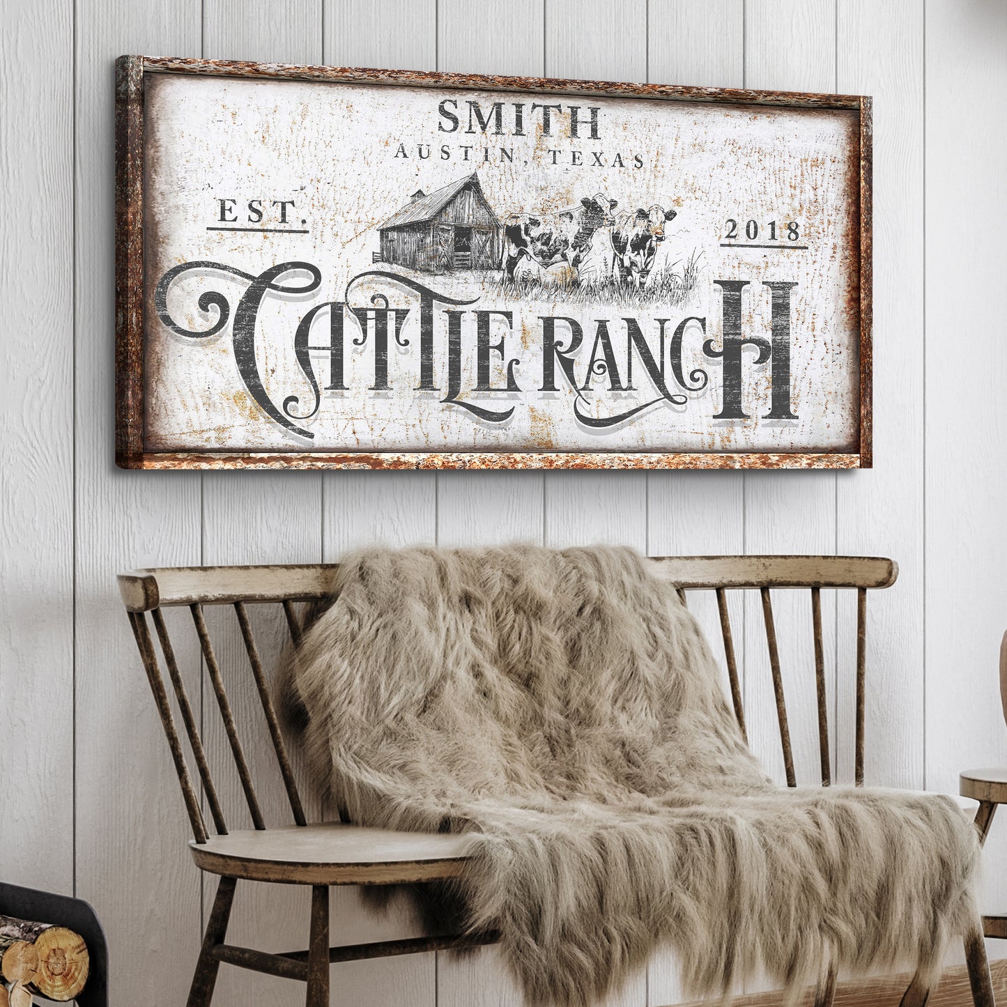 Rustic Vintage Cattle Ranch Sign