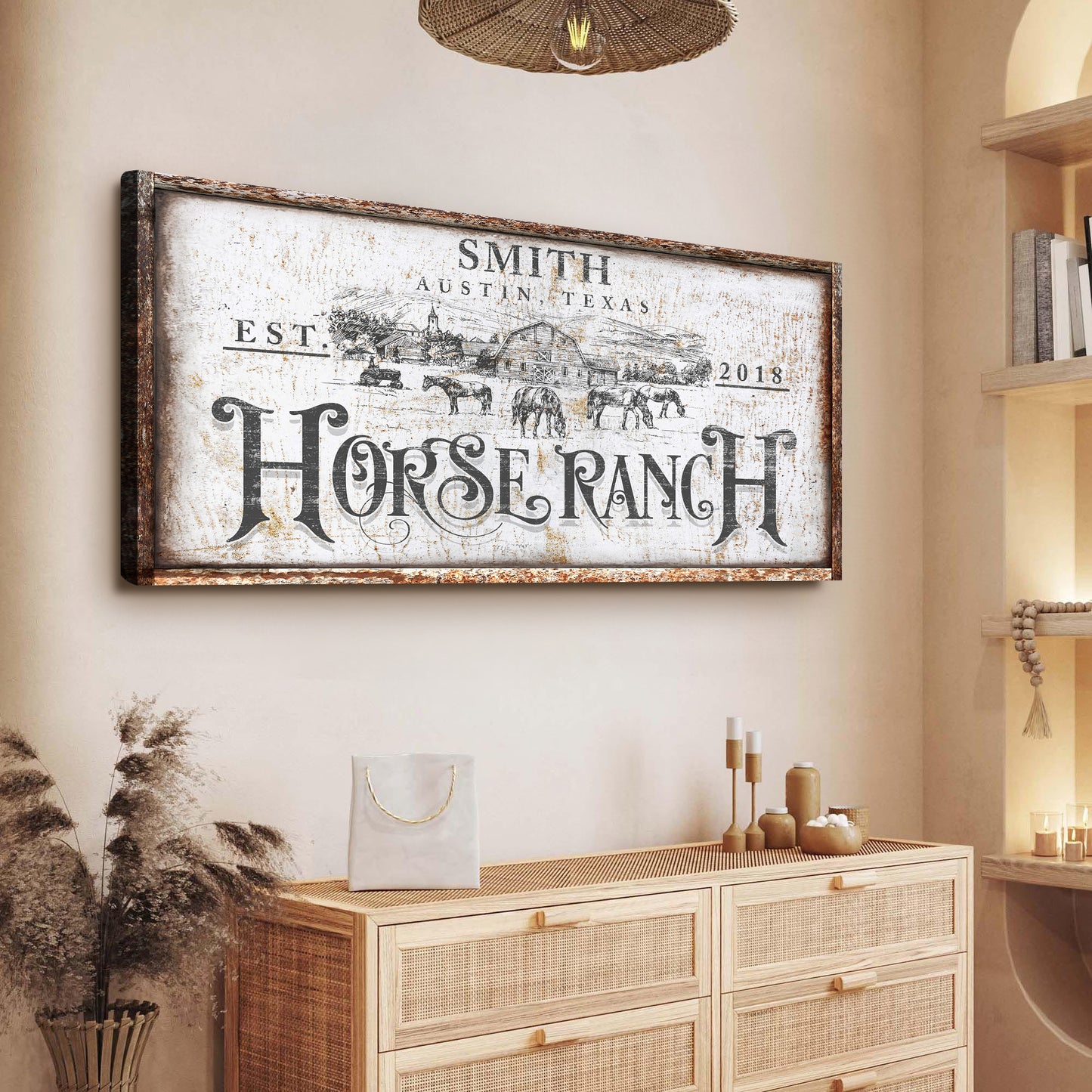 Rustic Vintage Horse Ranch Farmhouse Sign III