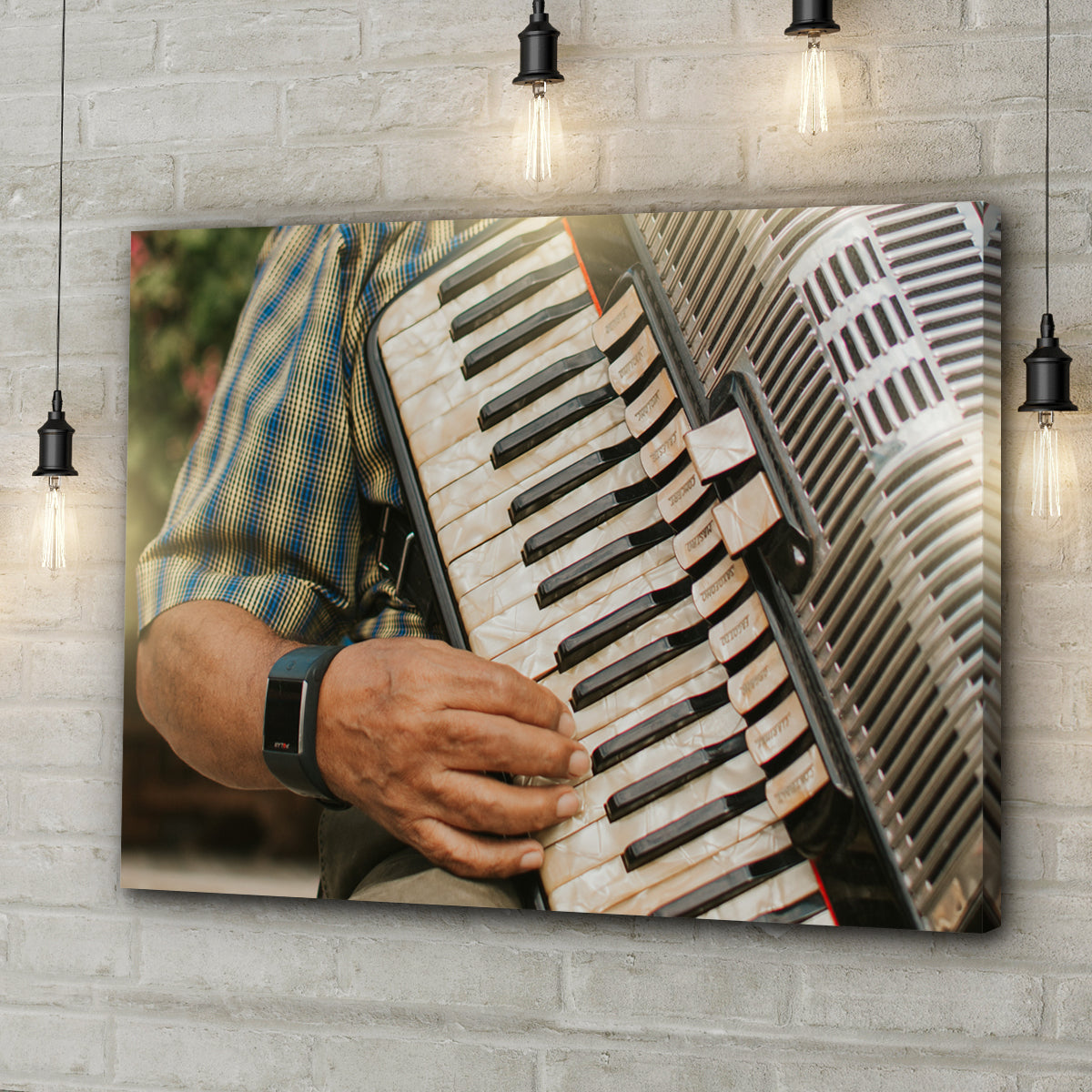 Accordion Playing Canvas Wall Art - Image by Tailored Canvases