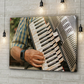 Accordion Playing Canvas Wall Art