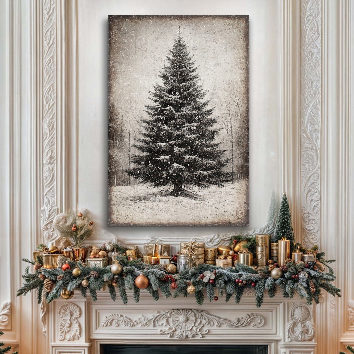 Vintage Christmas Tree Wall Art III