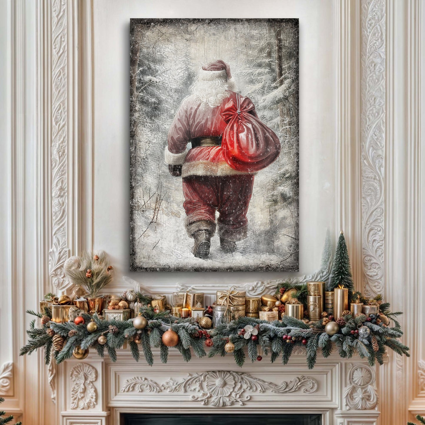 Vintage Christmas Santa Claus Wall Art III