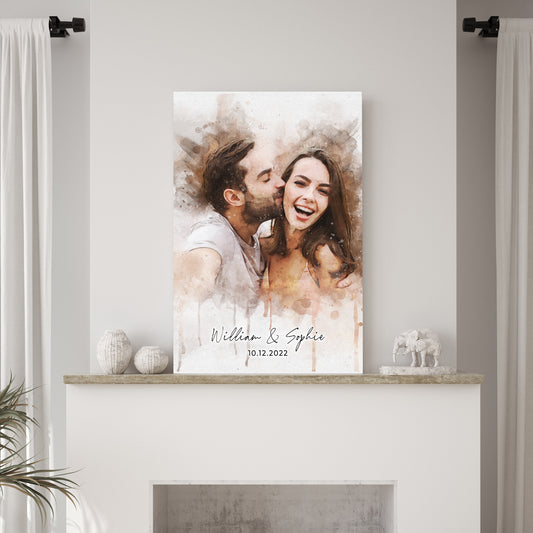 Custom Couple Watercolor Portrait - Image by Tailored Canvases
