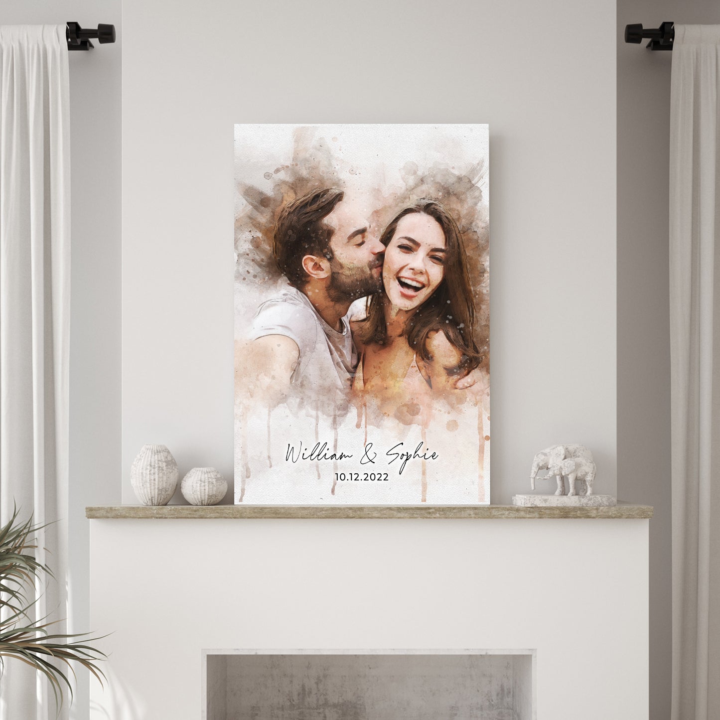 Custom Couple Watercolor Portrait Style 1 - Image by Tailored Canvases