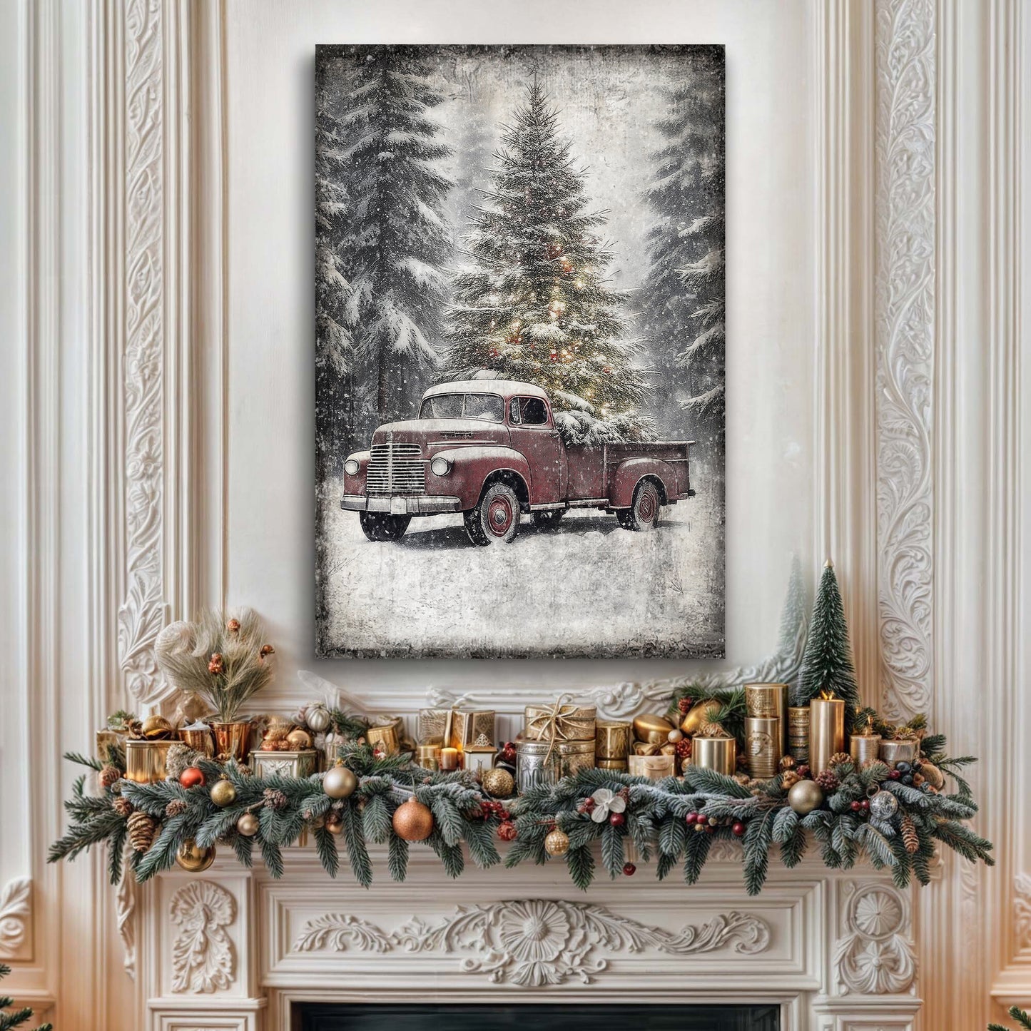 Vintage Truck With Christmas Tree Wall Art III