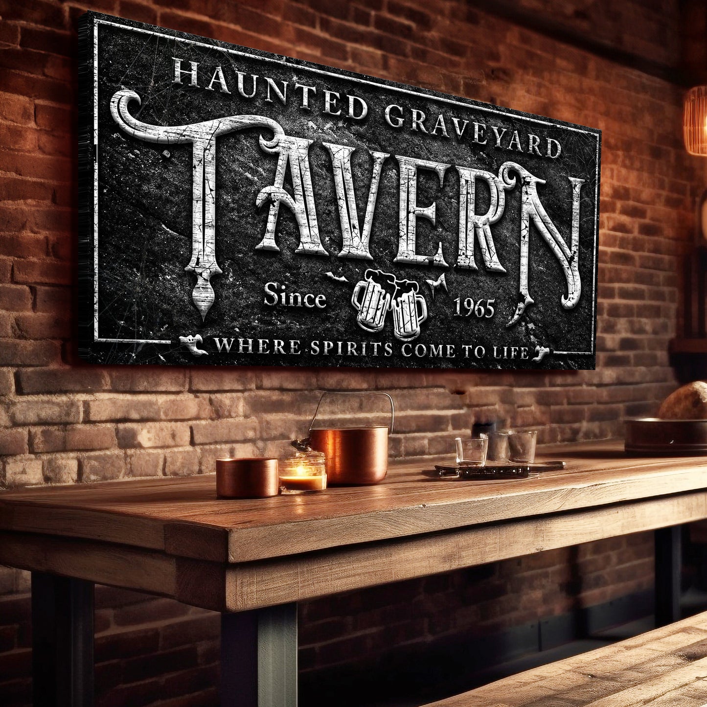 Haunted Graveyard Tavern Halloween Sign II