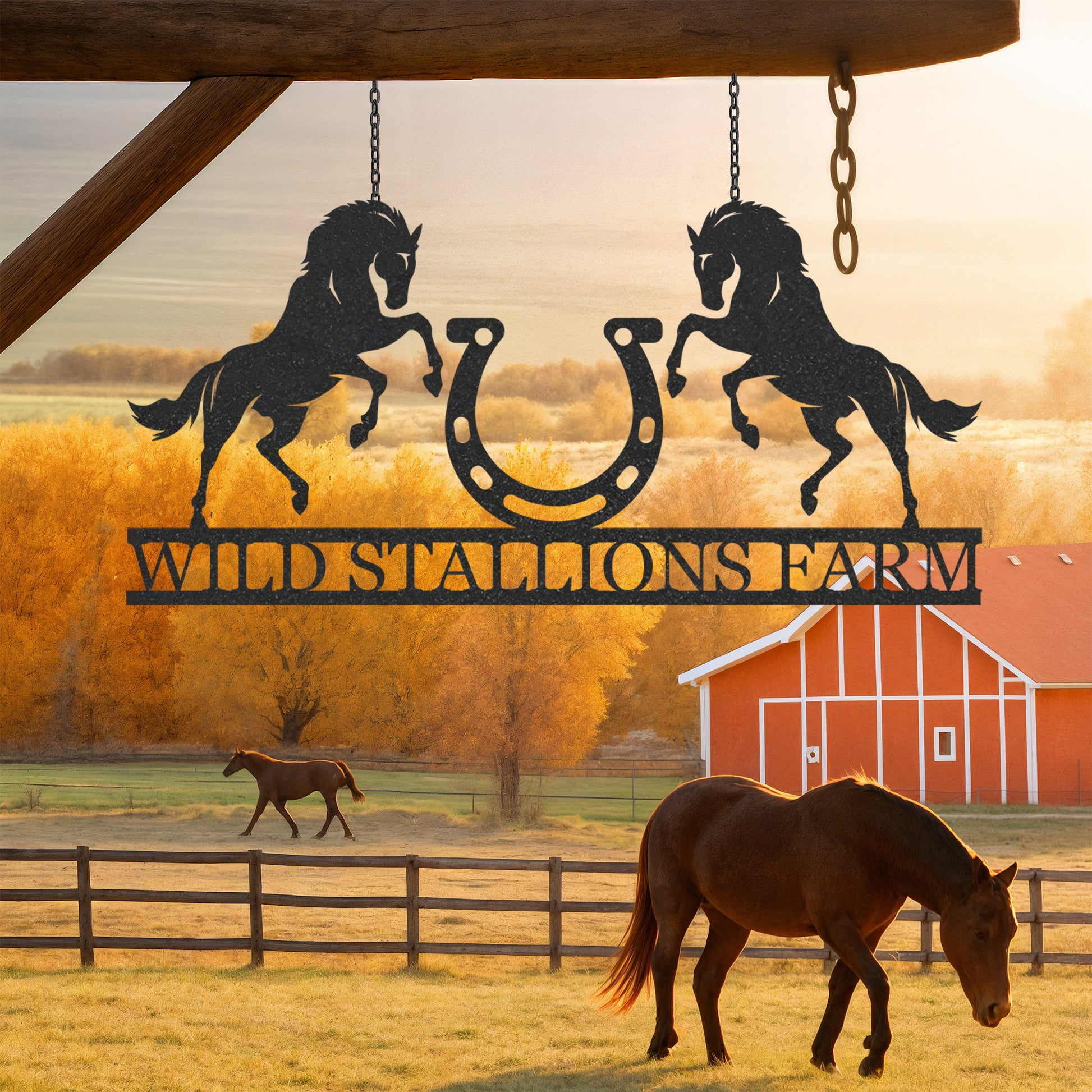 Custom Horse Ranch Steel Wall Decor