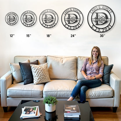 Elaborate Split Letter Family Name - Steel Sign