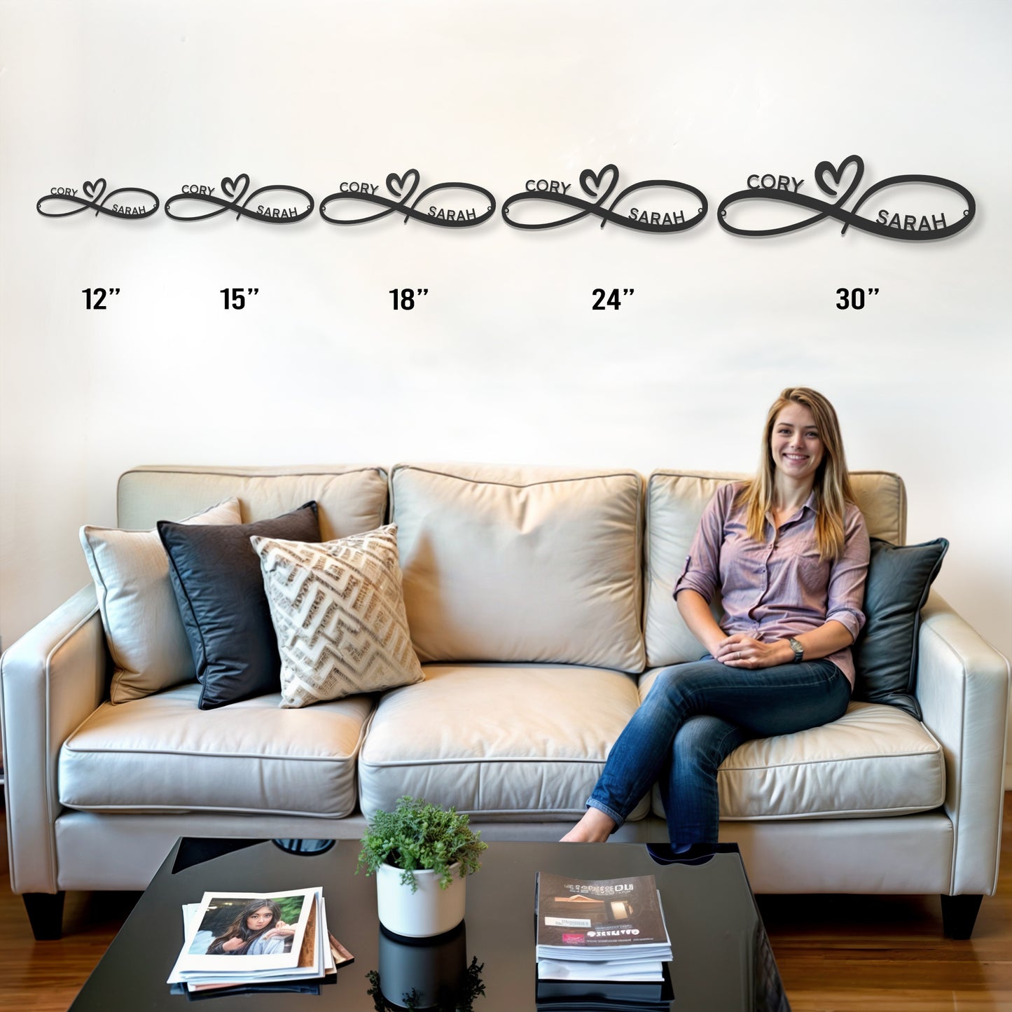 Infinity Couples Monogram - Steel Sign