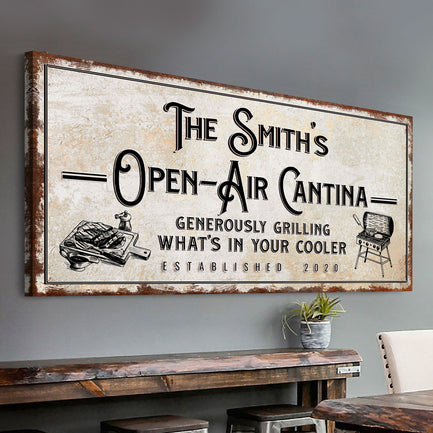 Family Open Air Cantina Sign  - Image by Tailored Canvases