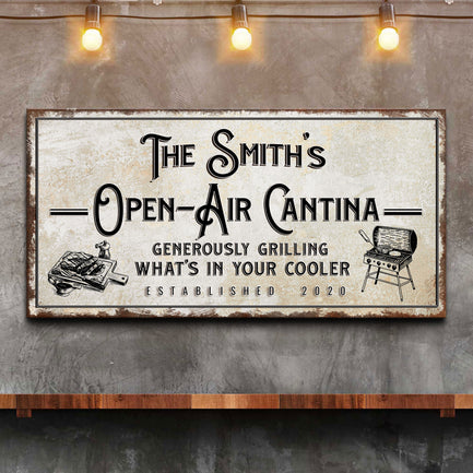 Family Open Air Cantina Sign  - Image by Tailored Canvases