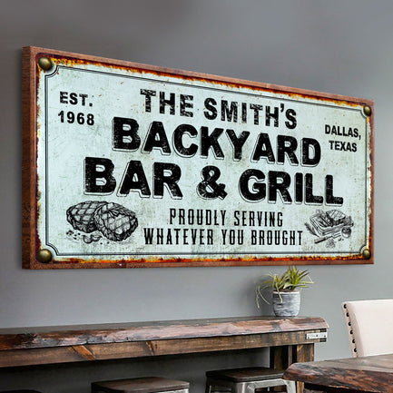Backyard Bar & Grill Sign XXIV  - Image by Tailored Canvases
