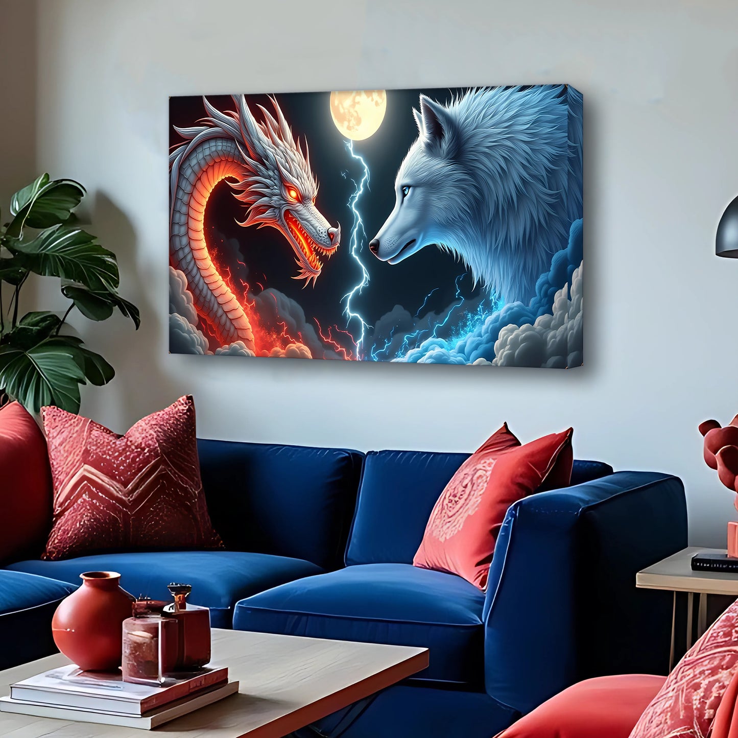 3D Dragon and Wolf Wall Art III