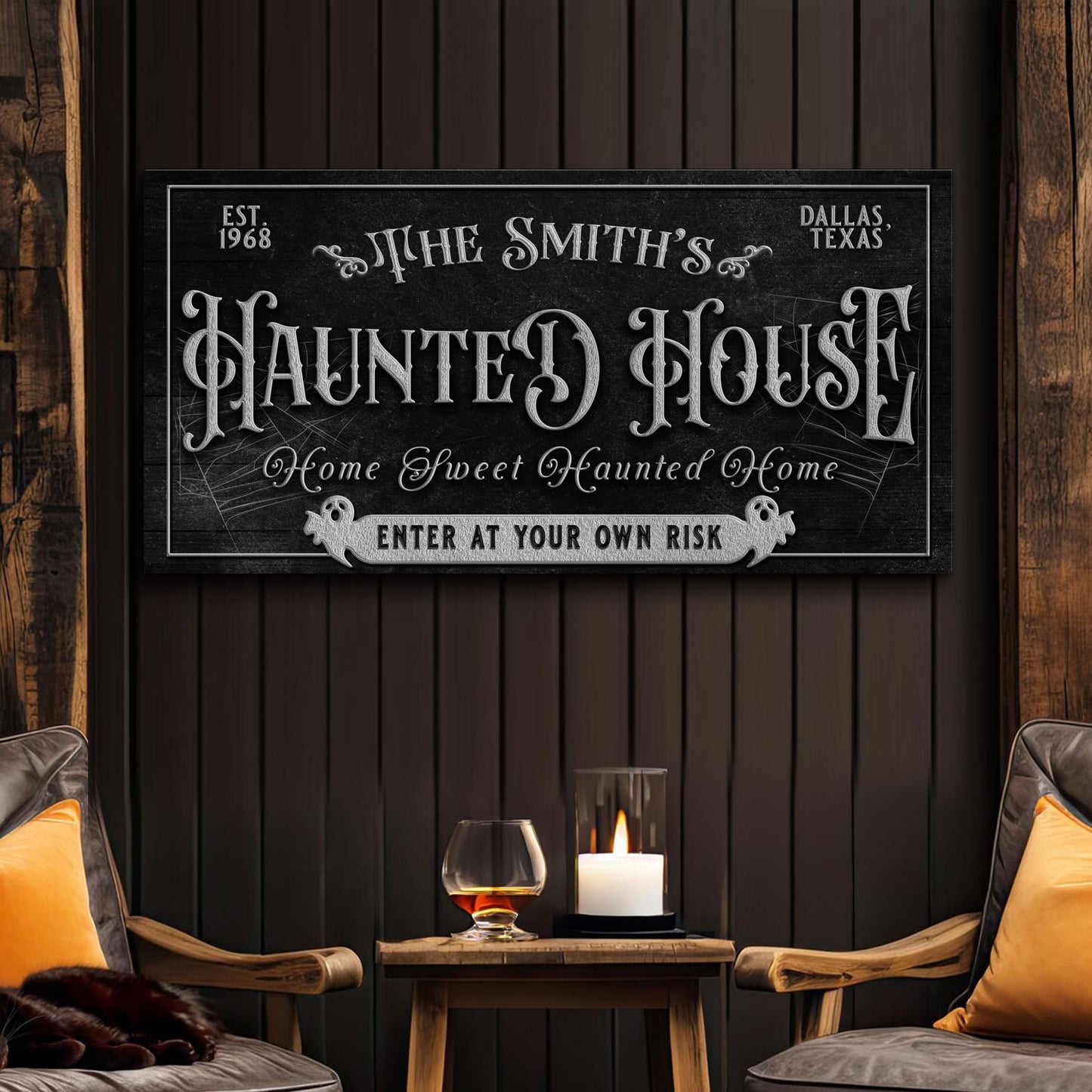 Personalized Haunted House Sign II - Image by Tailored Canvases