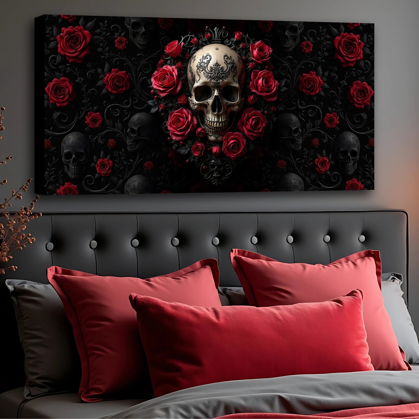 3D Rose and Skull Wall Art III