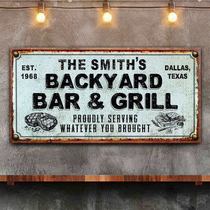 Backyard Bar & Grill Sign XXIV  - Image by Tailored Canvases