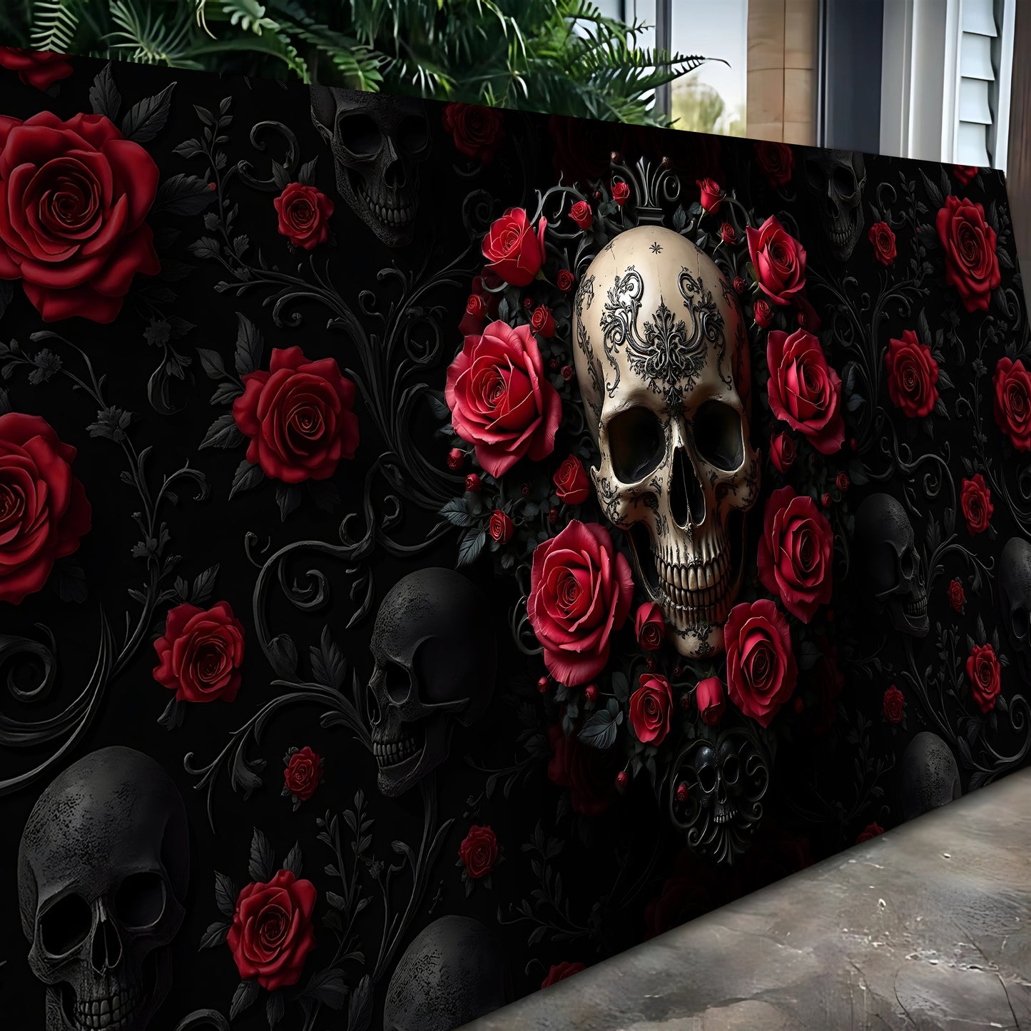 3D Rose and Skull Wall Art III