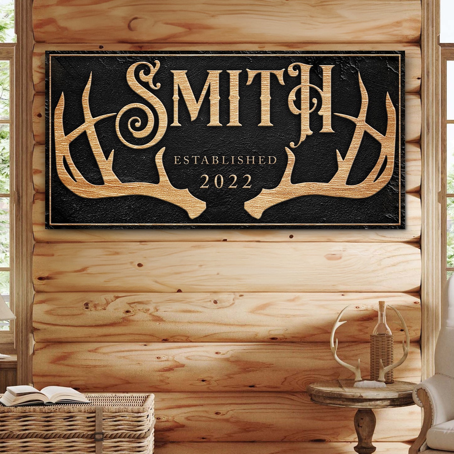 Personalized Family Antler Sign