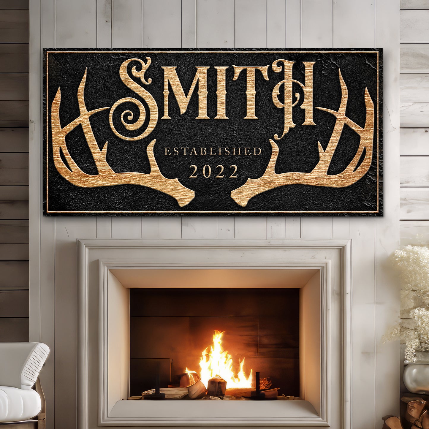 Personalized Family Antler Sign