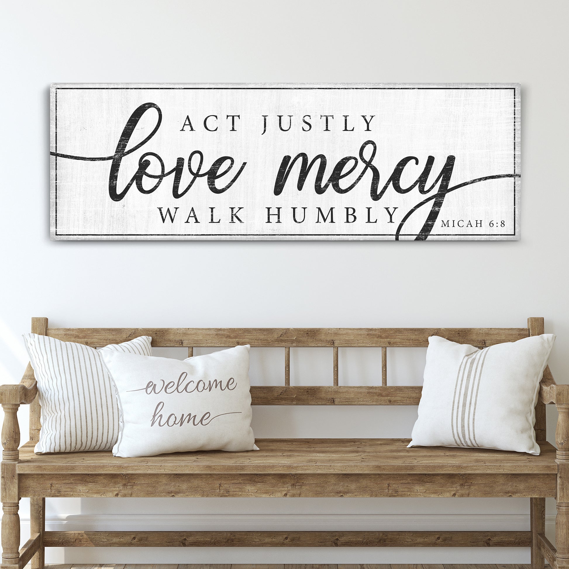 Act Justly Love Mercy Walk Humbly Faith Sign IV - Image by Tailored Canvases