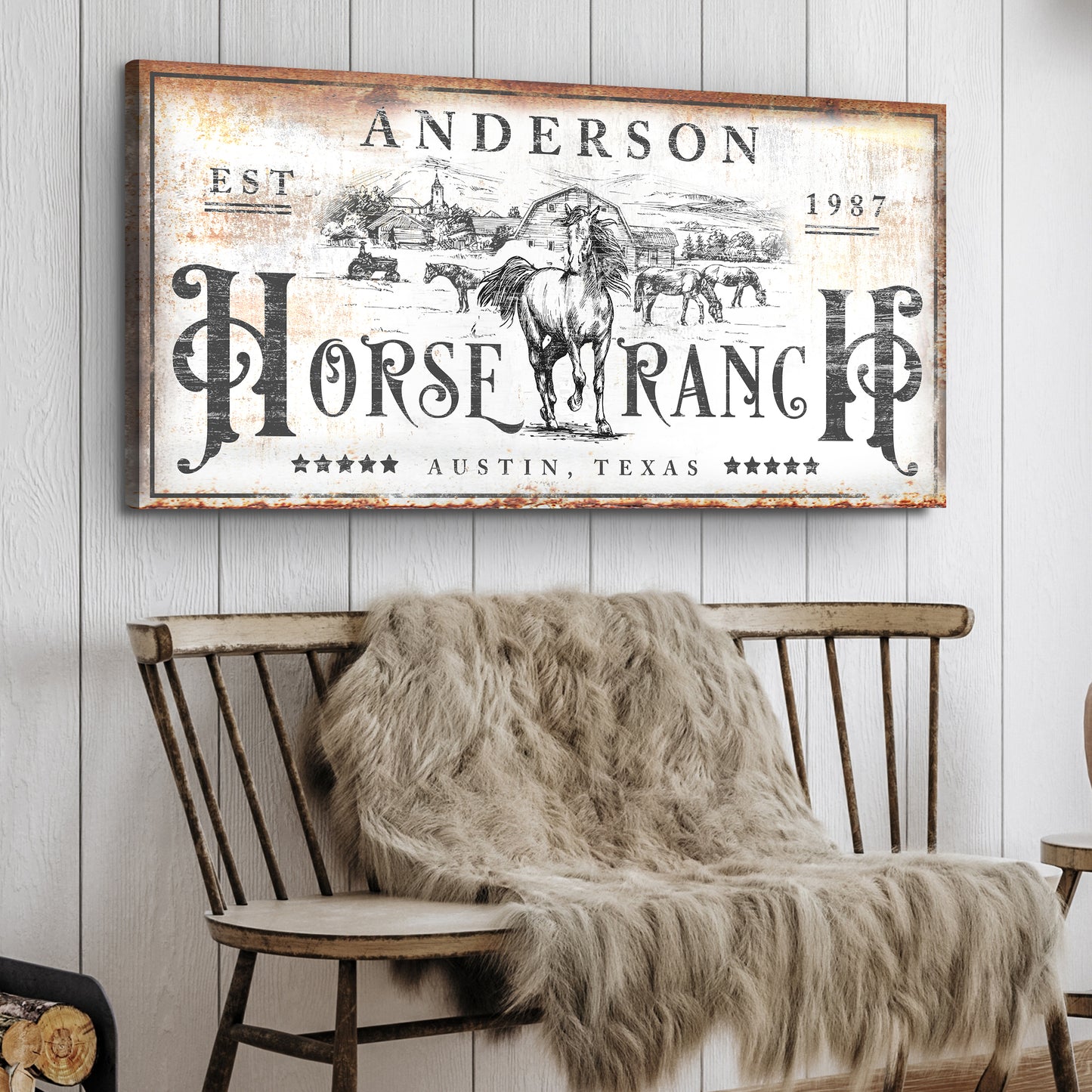 Family Horse Ranch Rustic Sign