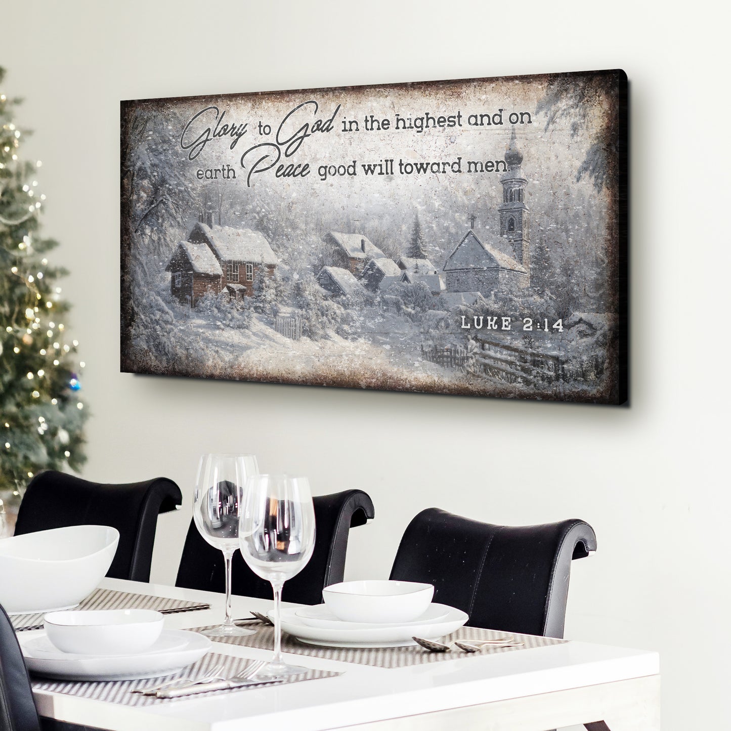 Vintage Christmas Village Luke 2:14 Scripture Sign II