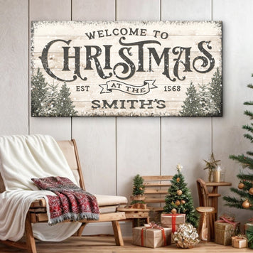 Family Welcome To Christmas Sign III