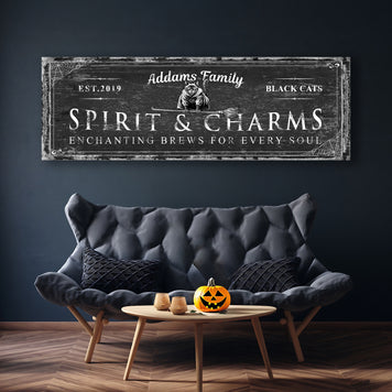 Black Cat’s Spirits & Charms Bar Halloween Sign