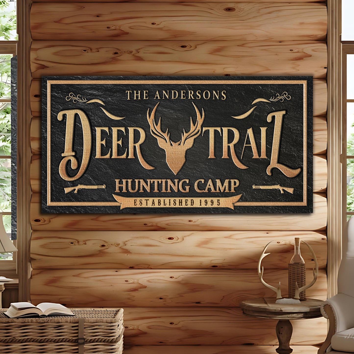 Personalized Deer Trail Hunting Camp Sign