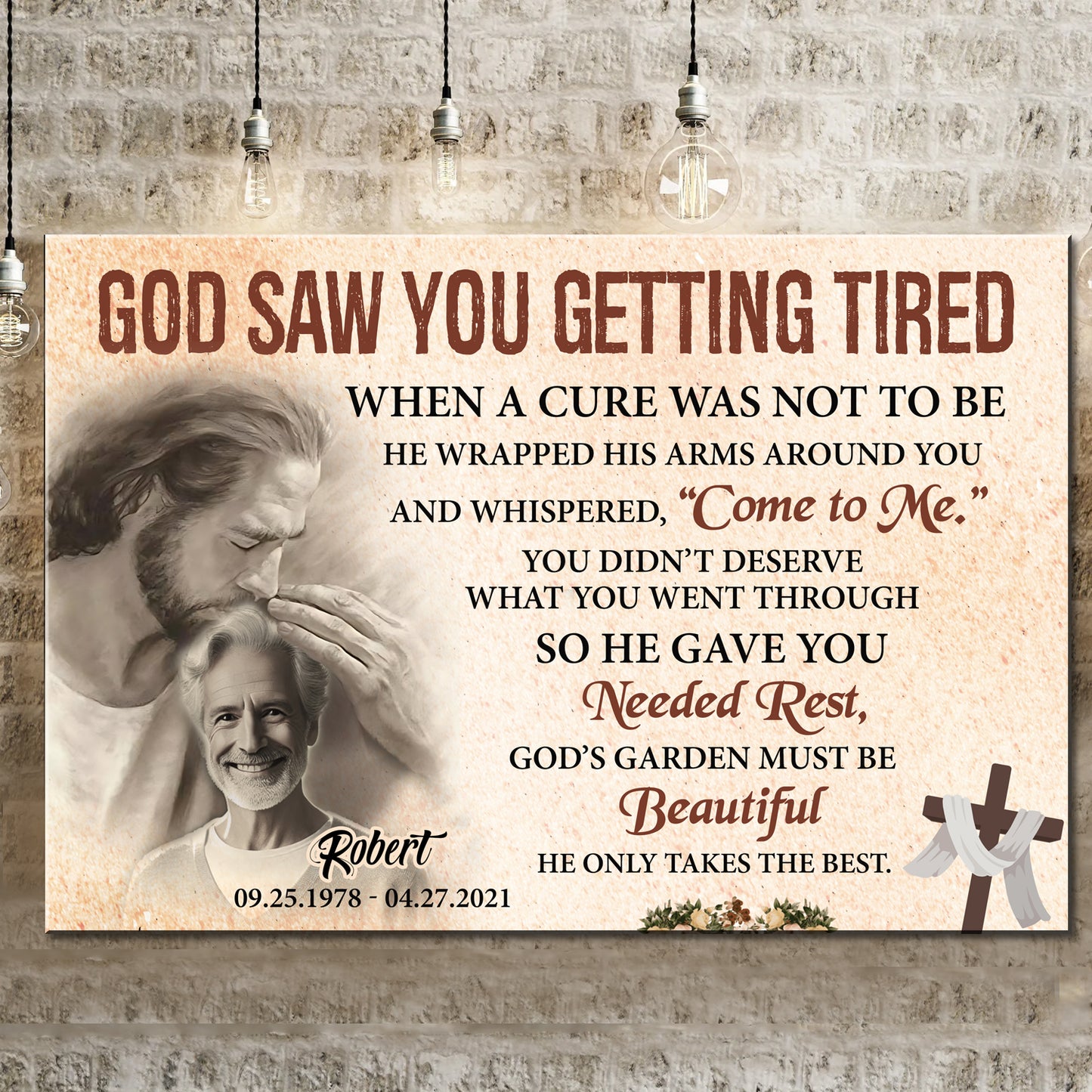 Personalized God Saw You Getting Tired Memorial Sign III