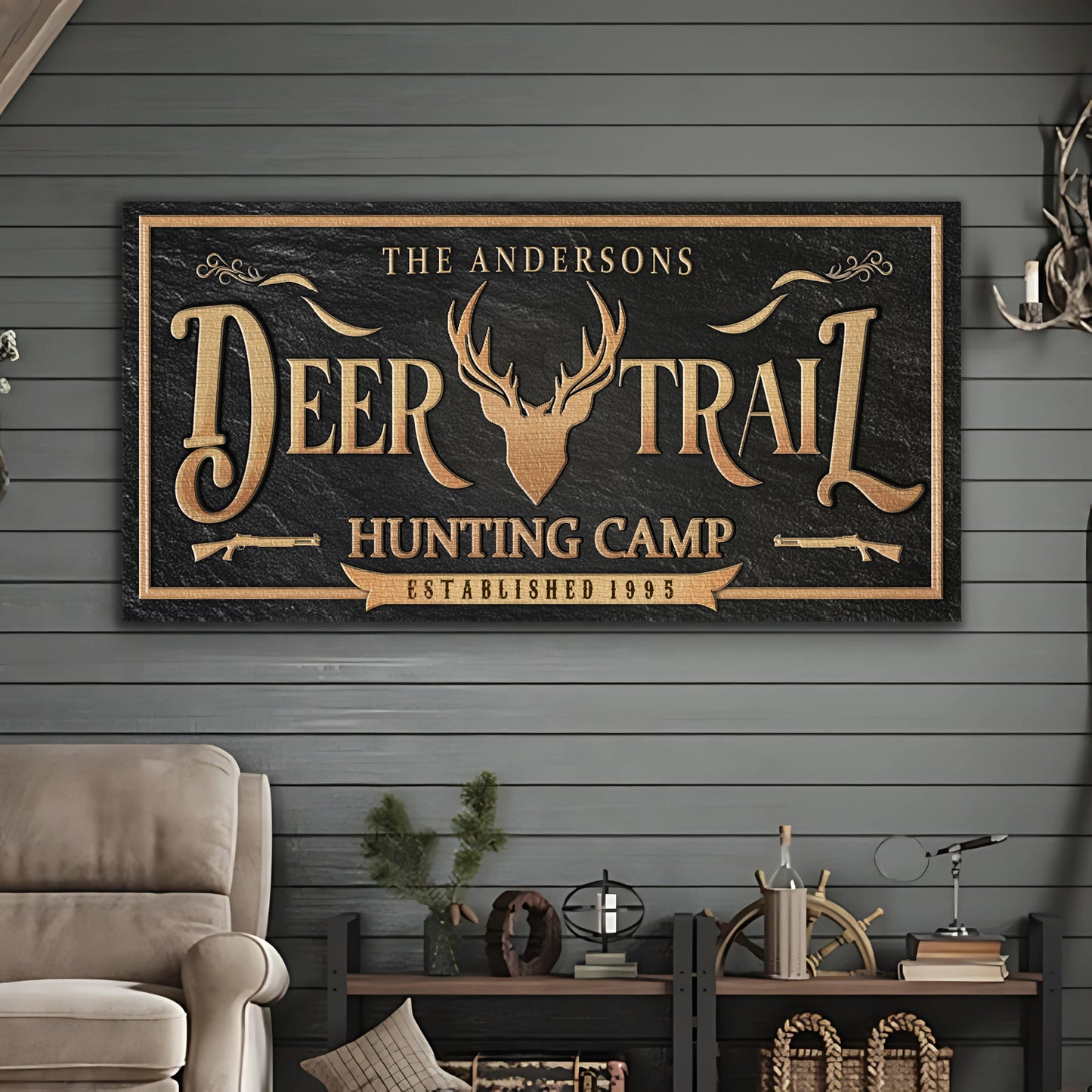 Personalized Deer Trail Hunting Camp Sign