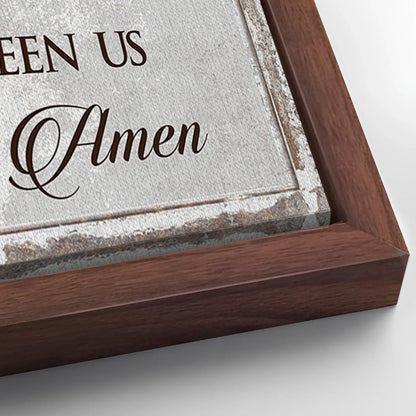 Save 33% When You Add A Frame To Your 60x30 Bless Our Food, Family, And Love Sign Canvas Now